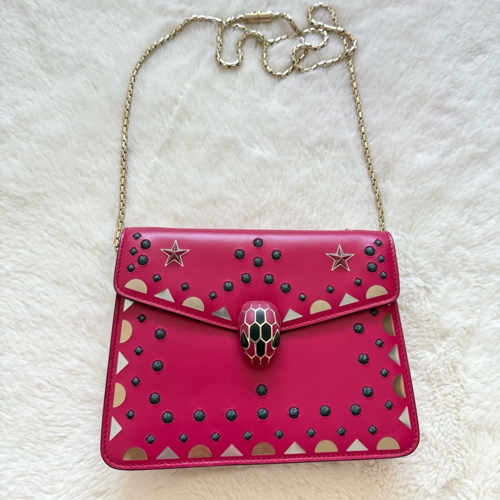 BVLGARI Serpenti Forever Star Studs Shoulder Bag Authentic Retail 2900$